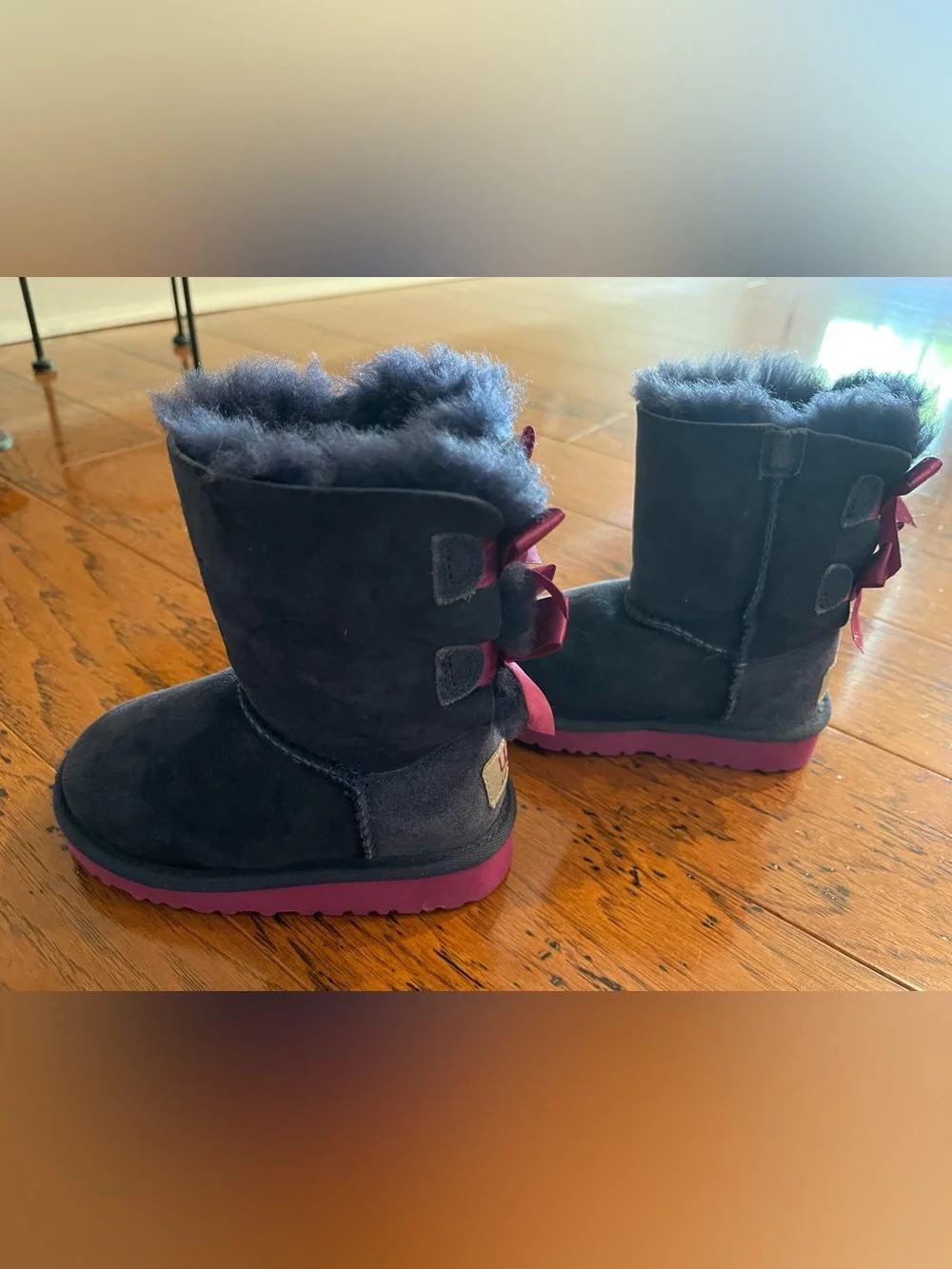 UGG Kids Toddler Bailey Bow Boot Navy Blue & Magenta Girls US. 7